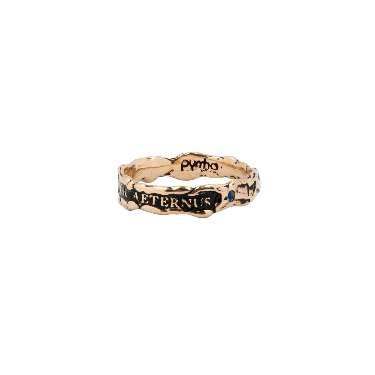 Eternal Love Narrow 14K Gold Stone Set Textured Band Ring