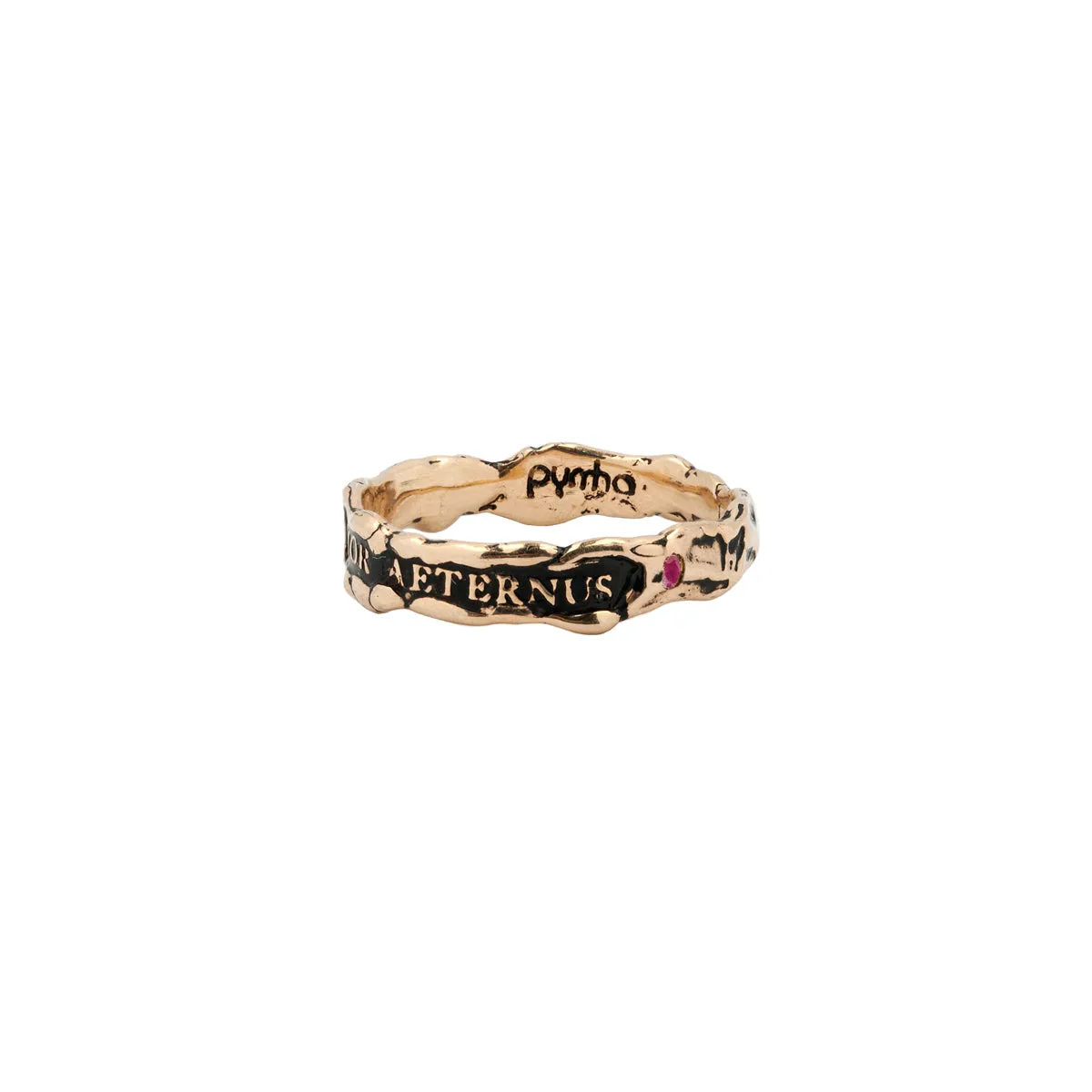 Eternal Love Narrow 14K Gold Stone Set Textured Band Ring