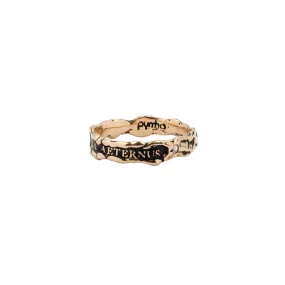 Eternal Love Narrow 14K Gold Stone Set Textured Band Ring