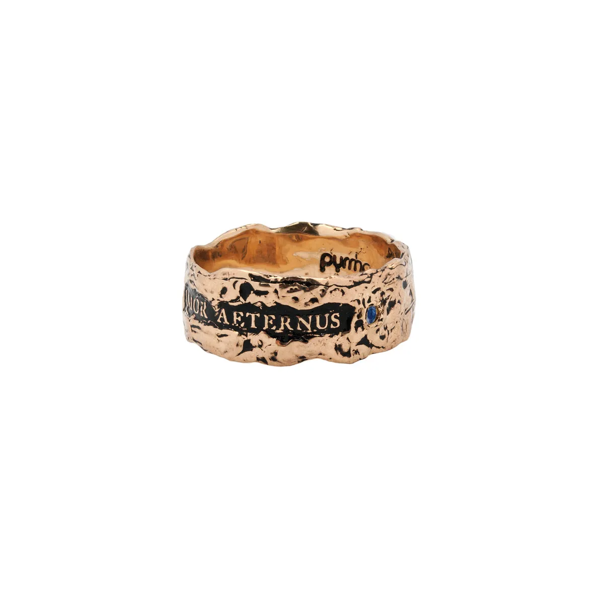 Eternal Love Wide 14K Gold Stone Set Textured Band Ring