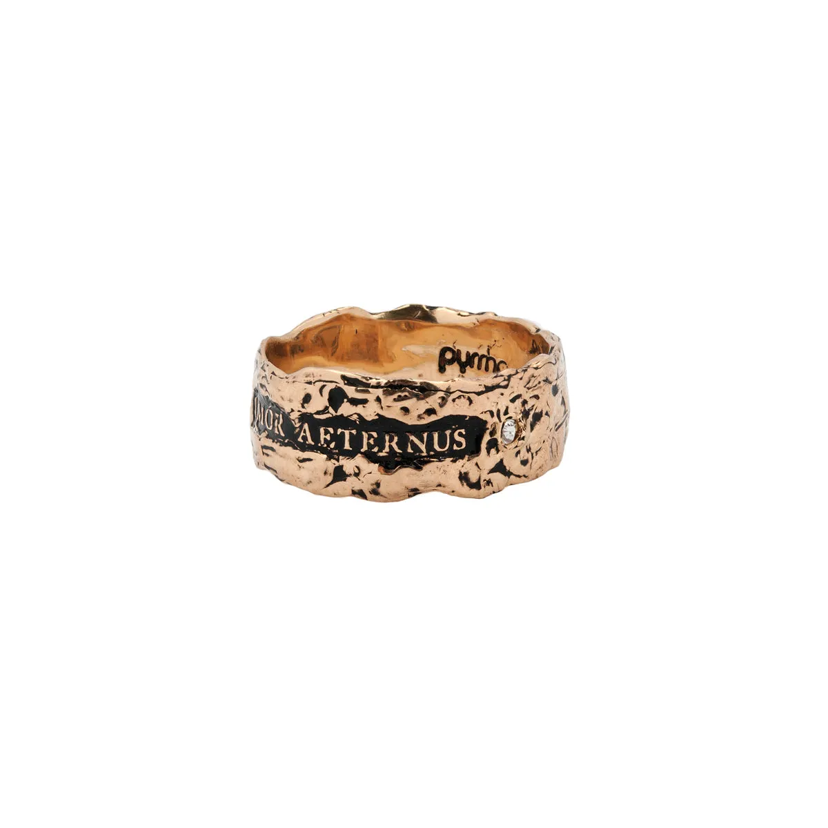 Eternal Love Wide 14K Gold Stone Set Textured Band Ring