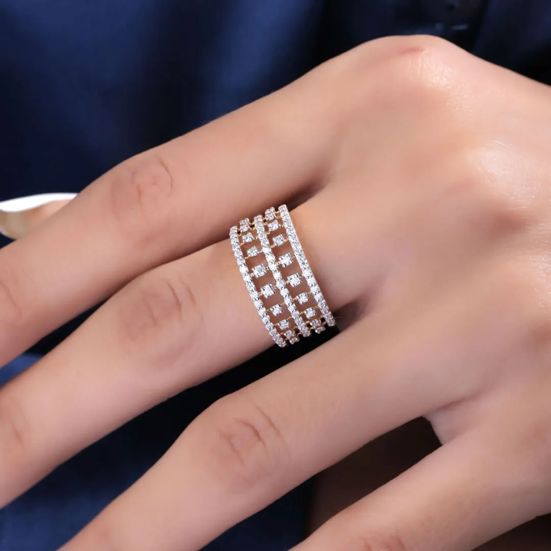 Ethan Silver Band For Women | 22Kt Gold Vermeil