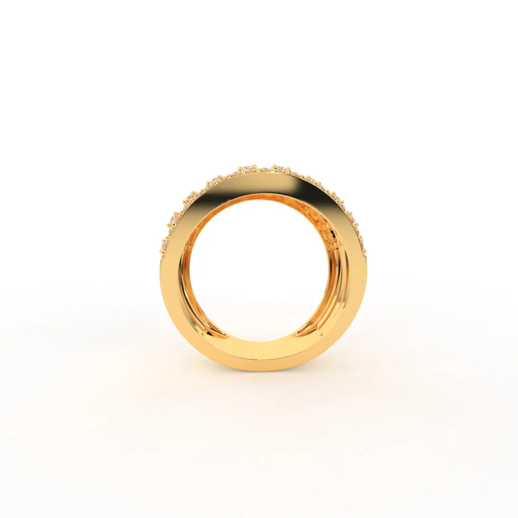 Ethan Silver Band For Women | 22Kt Gold Vermeil
