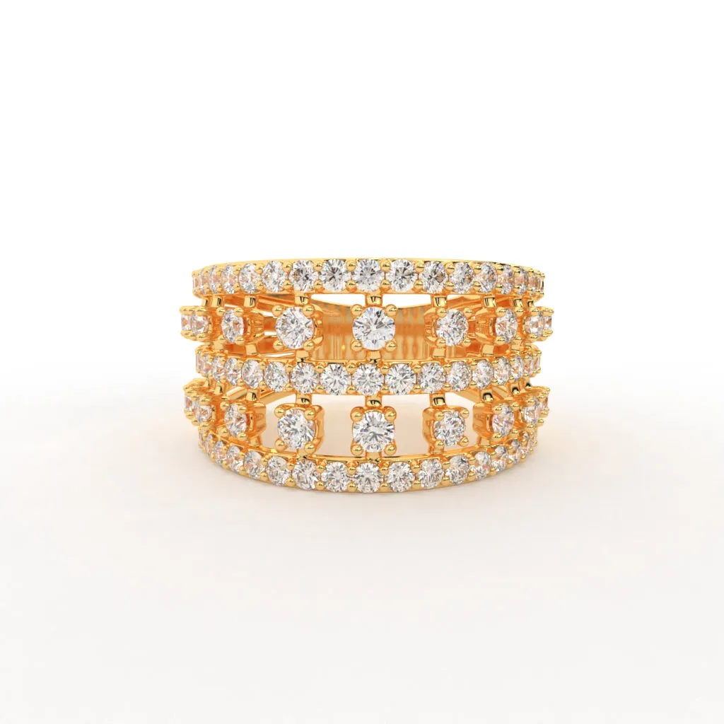 Ethan Silver Band For Women | 22Kt Gold Vermeil