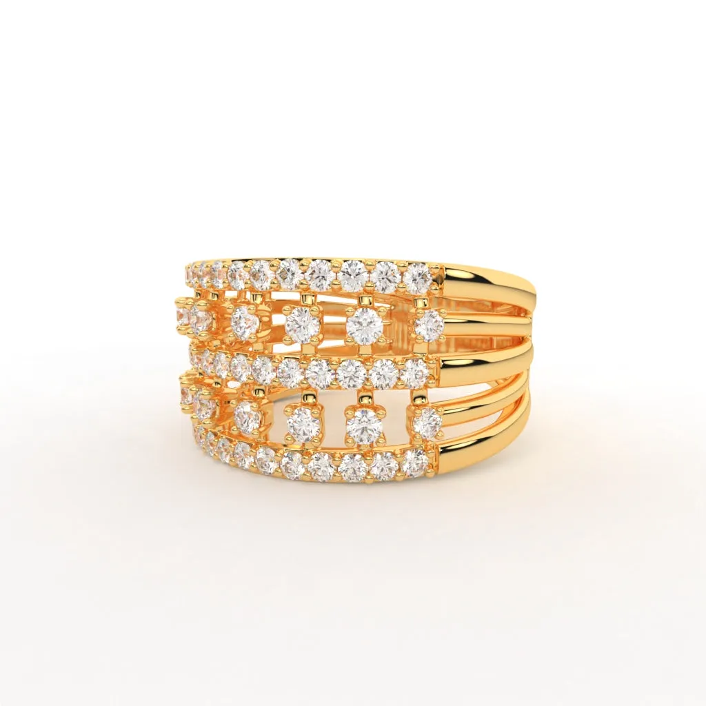 Ethan Silver Band For Women | 22Kt Gold Vermeil