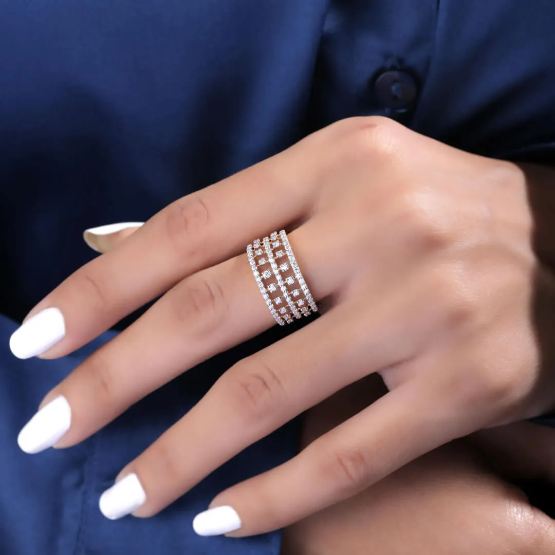 Ethan Silver Band For Women | 22Kt Gold Vermeil