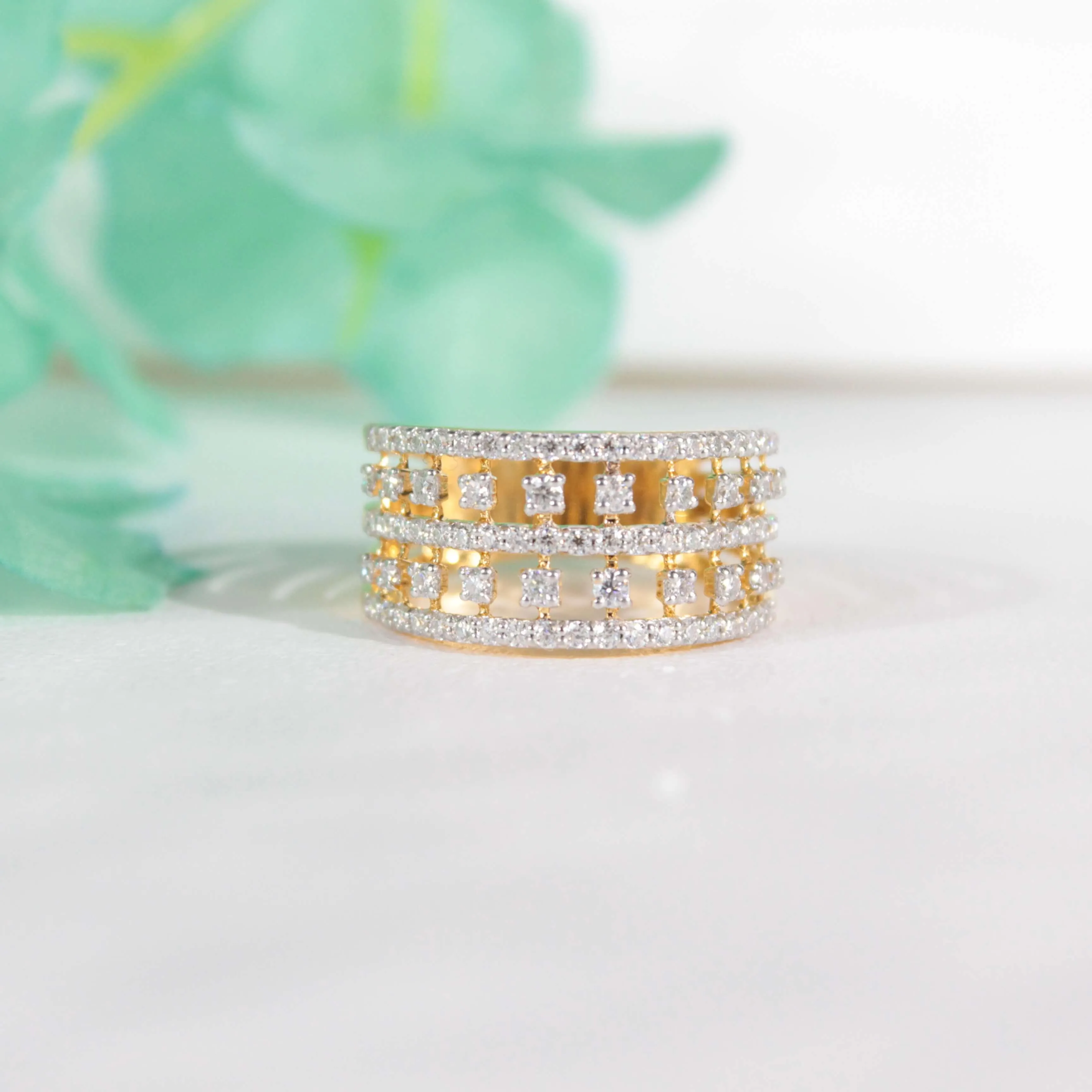 Ethan Silver Band For Women | 22Kt Gold Vermeil