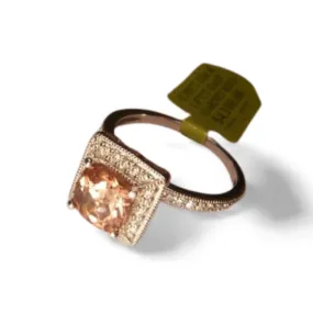 Fabulous 14K White Gold Diamond Raspberry Garnet Filigree Cocktail Ring