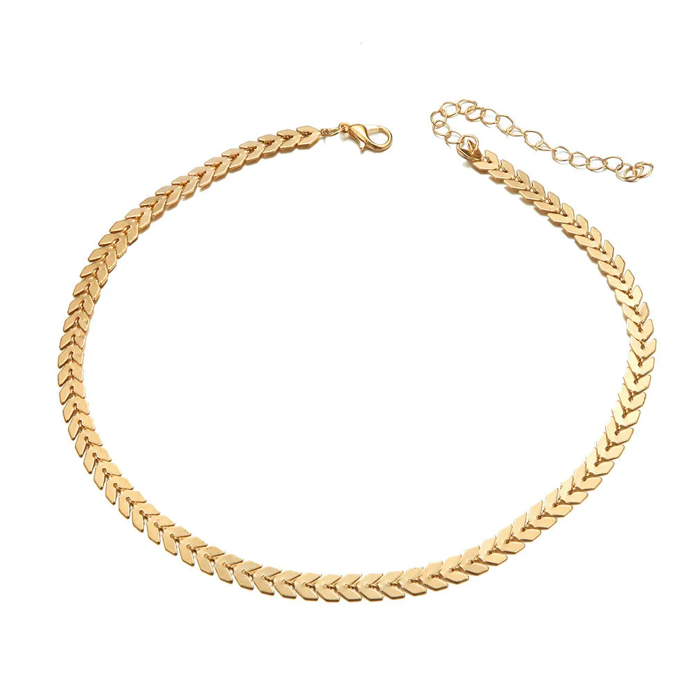 Fashion All-Match Popular Necklace Gold Leaf Short Neck