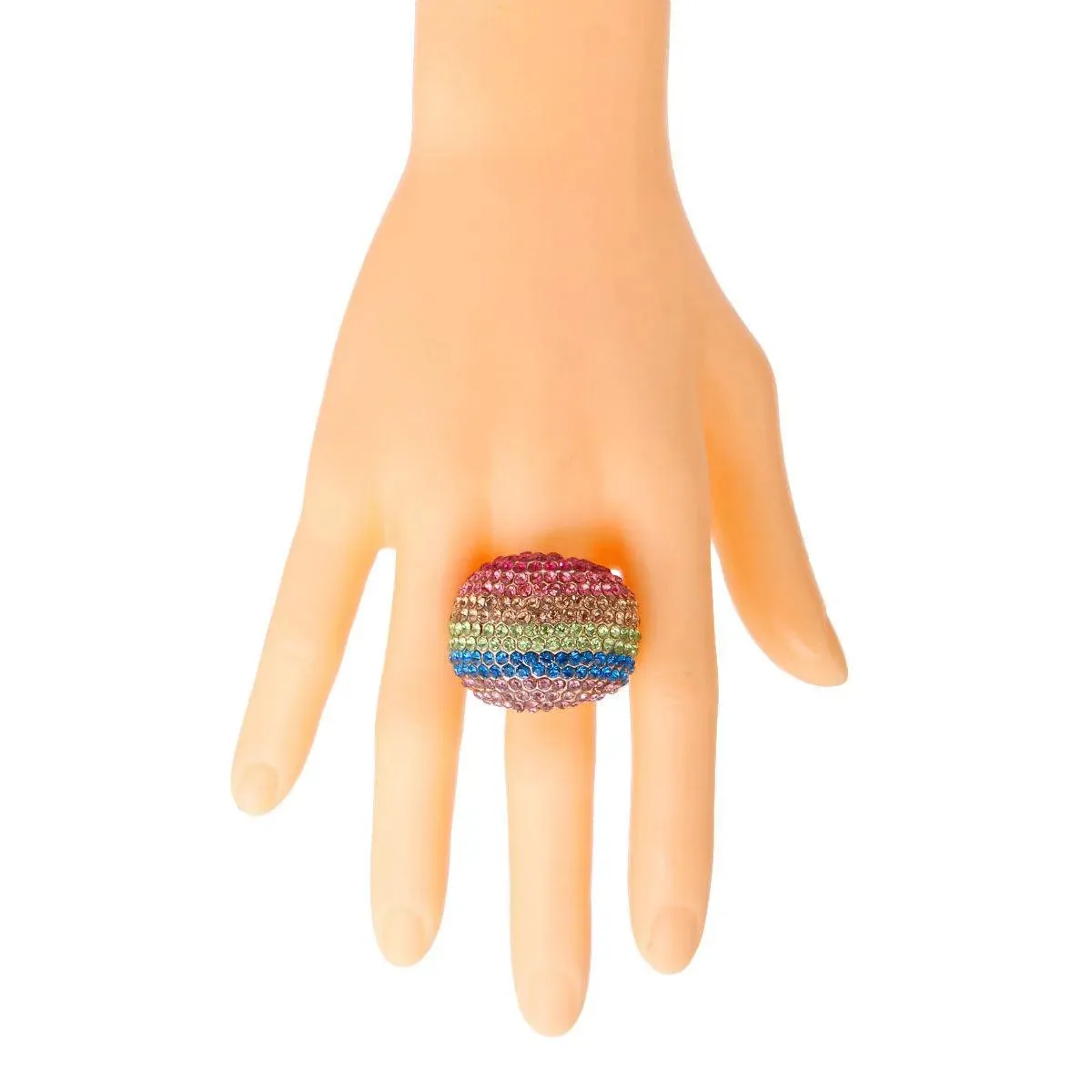 Fashion Jewelry: Multicolor Rhinestone Ring: Glam Gold Style