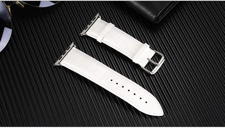 Faux Crocodile Leather Band For Apple Watch Multiple Colors Available