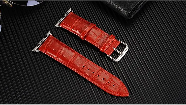 Faux Crocodile Leather Band For Apple Watch Multiple Colors Available