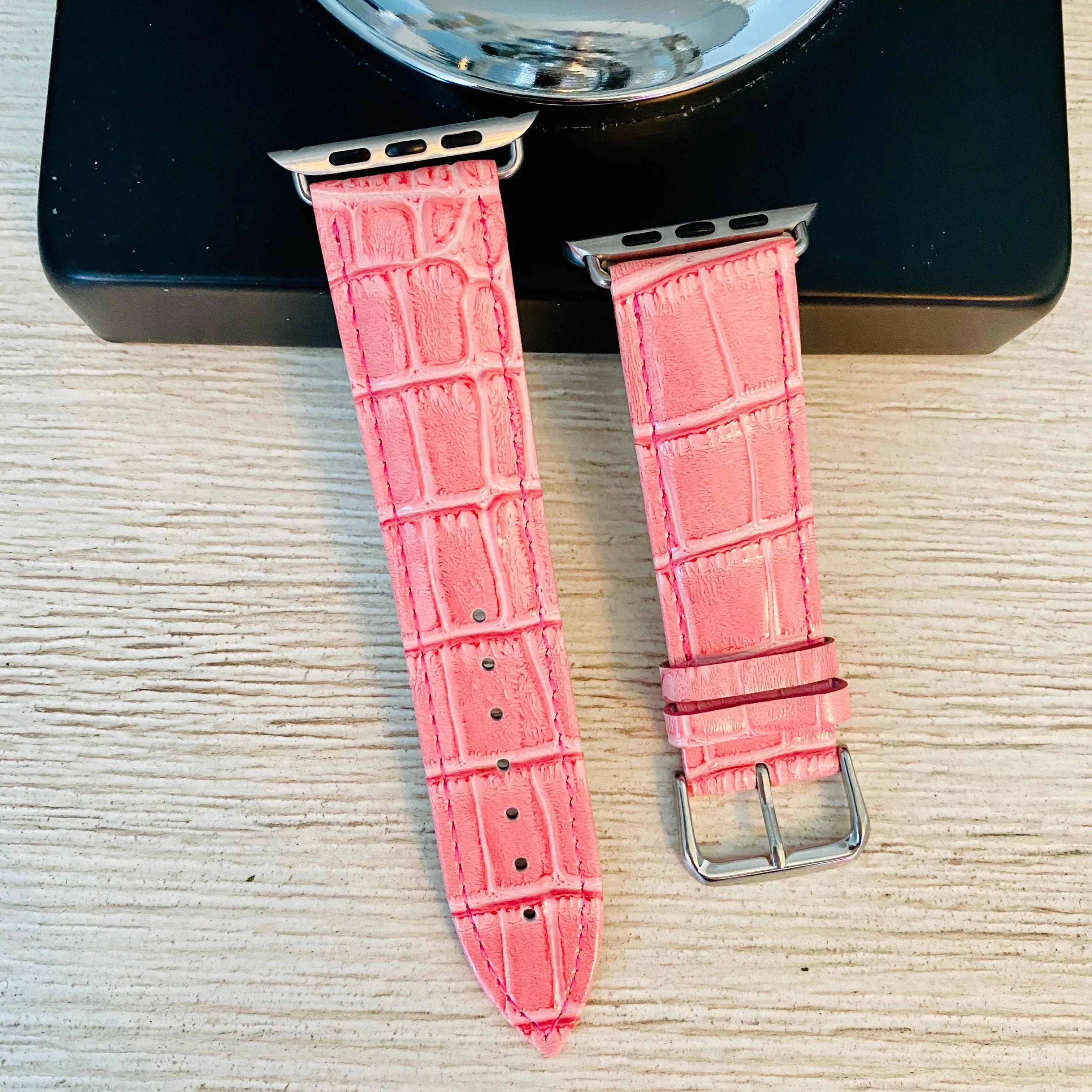 Faux Crocodile Leather Band For Apple Watch Multiple Colors Available