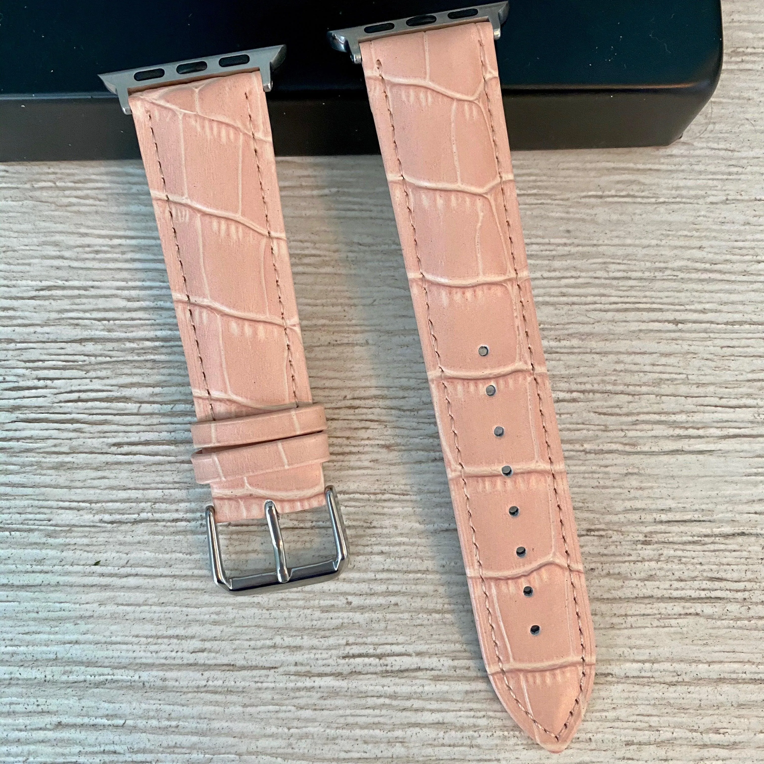 Faux Crocodile Leather Band For Apple Watch Multiple Colors Available