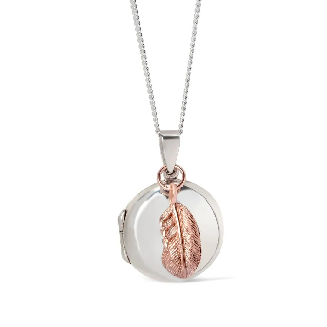Feather Locket | White Gold