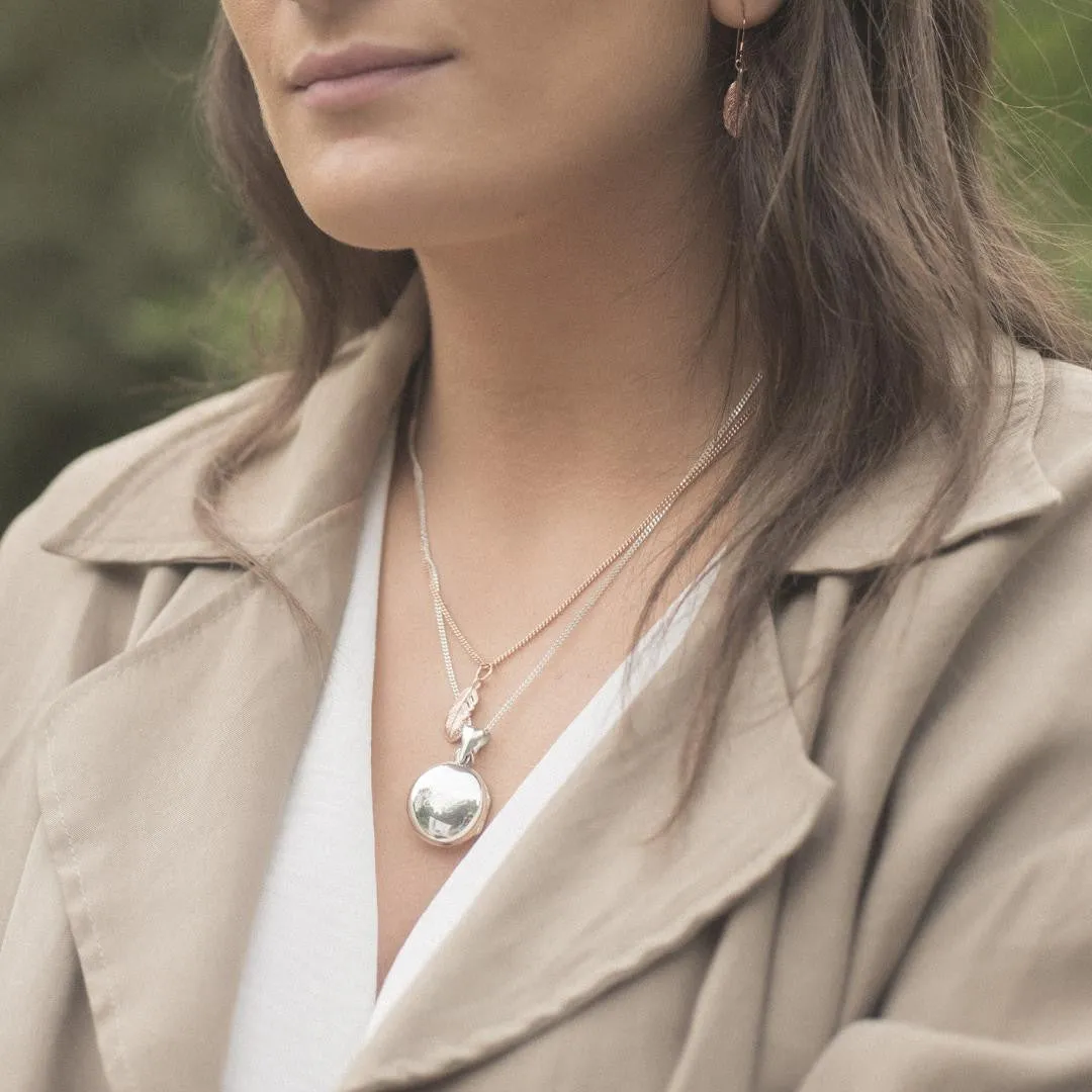 Feather Locket | White Gold
