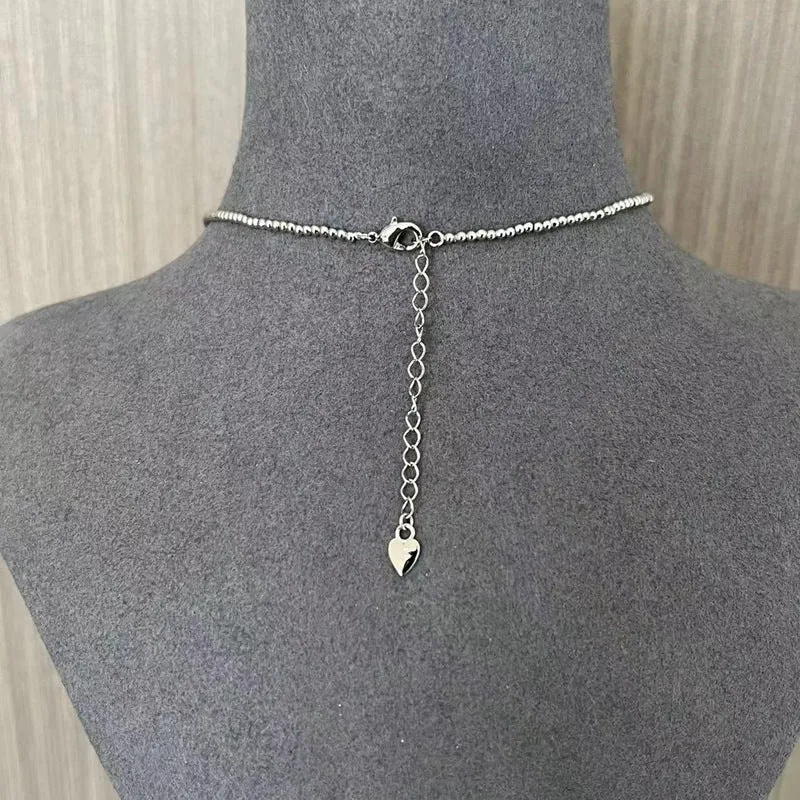 Flora Collection Leafy Tassel Silver Necklace