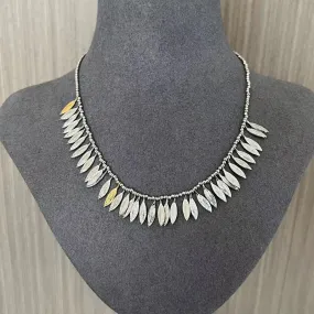 Flora Collection Leafy Tassel Silver Necklace