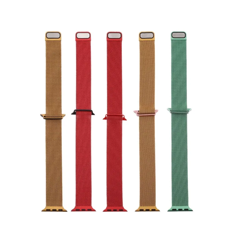 For Apple Watch Series 9&8&7 41mm / SE 3&SE 2&6&SE&5&4 40mm / 3&2&1 38mm Milanese Gradient Stainless Steel Watch Band(Red Black)