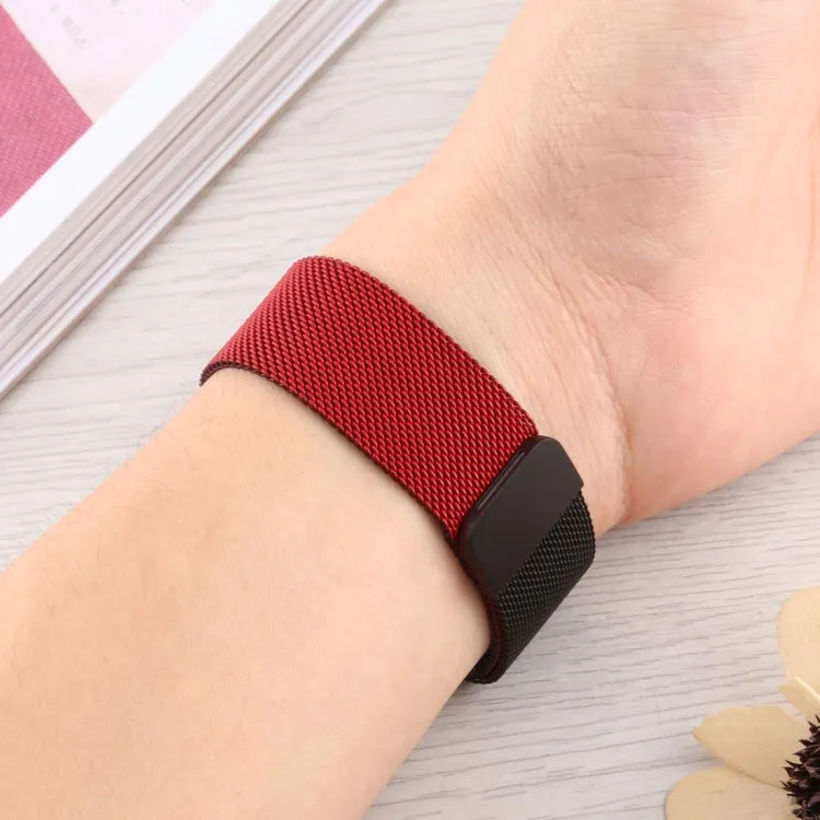For Apple Watch Series 9&8&7 41mm / SE 3&SE 2&6&SE&5&4 40mm / 3&2&1 38mm Milanese Gradient Stainless Steel Watch Band(Red Black)