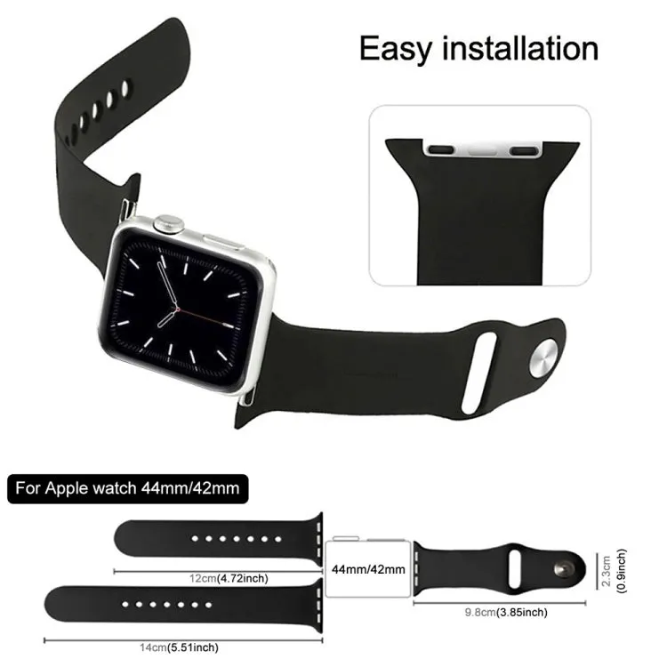 For Apple Watch Ultra 49mm & Watch Ultra 2 49mm / Series 9&8&7 45mm / SE 3&SE 2&6&SE&5&4 44mm / 3&2&1 42mm 3 in 1 Rubber Watch Band with Pin Buckle(Grey)