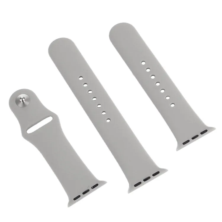 For Apple Watch Ultra 49mm & Watch Ultra 2 49mm / Series 9&8&7 45mm / SE 3&SE 2&6&SE&5&4 44mm / 3&2&1 42mm 3 in 1 Rubber Watch Band with Pin Buckle(Grey)