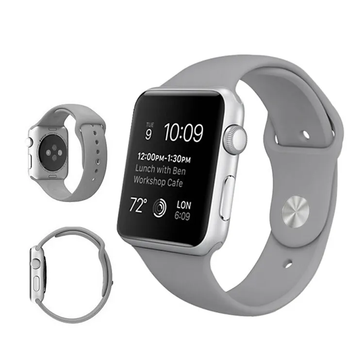 For Apple Watch Ultra 49mm & Watch Ultra 2 49mm / Series 9&8&7 45mm / SE 3&SE 2&6&SE&5&4 44mm / 3&2&1 42mm 3 in 1 Rubber Watch Band with Pin Buckle(Grey)