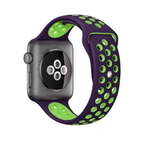 For Apple Watch Ultra 49mm&Watch Ultra 2 49mm / Series 10 46mm / 9&8&7 45mm / SE 3&SE 2&6&SE&5&4 44mm / 3&2&1 42mm Fashionable Classical Silicone Sport Watch Band(Purple Green)
