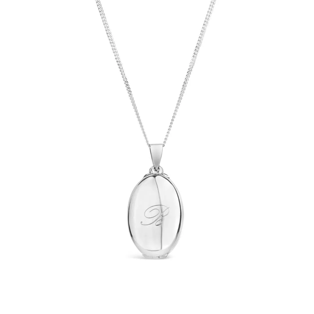 Four Photo Oval Butterfly Locket | White Gold