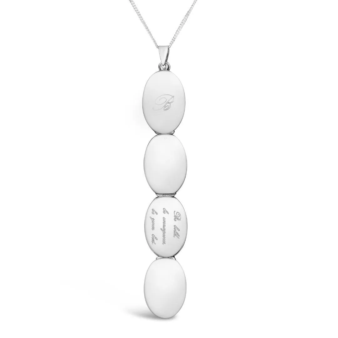 Four Photo Oval Butterfly Locket | White Gold