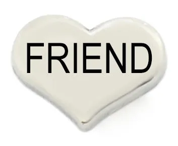 Friend Silver Heart Floating Charms