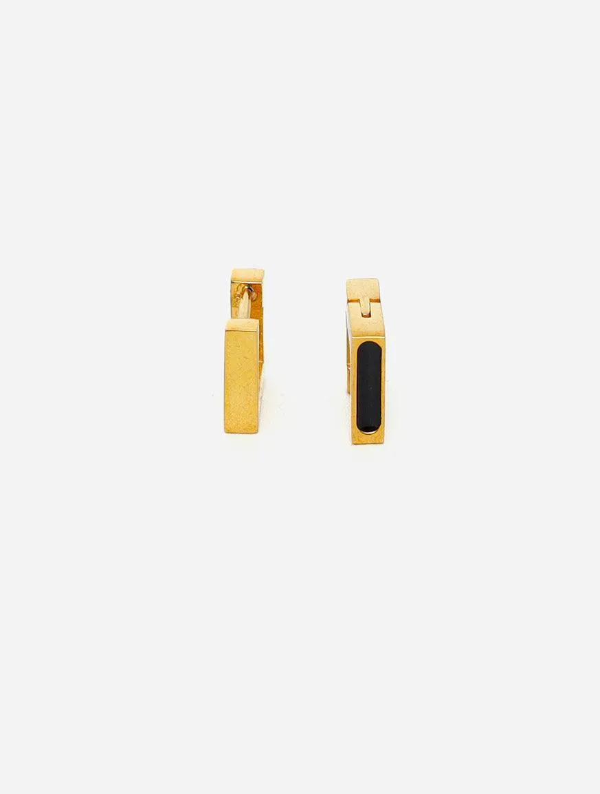 GD Square Shape Earring Black/Gold
