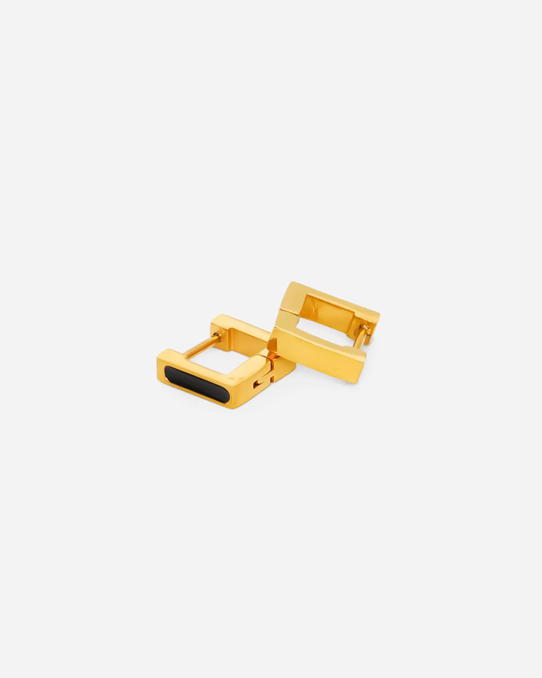 GD Square Shape Earring Black/Gold