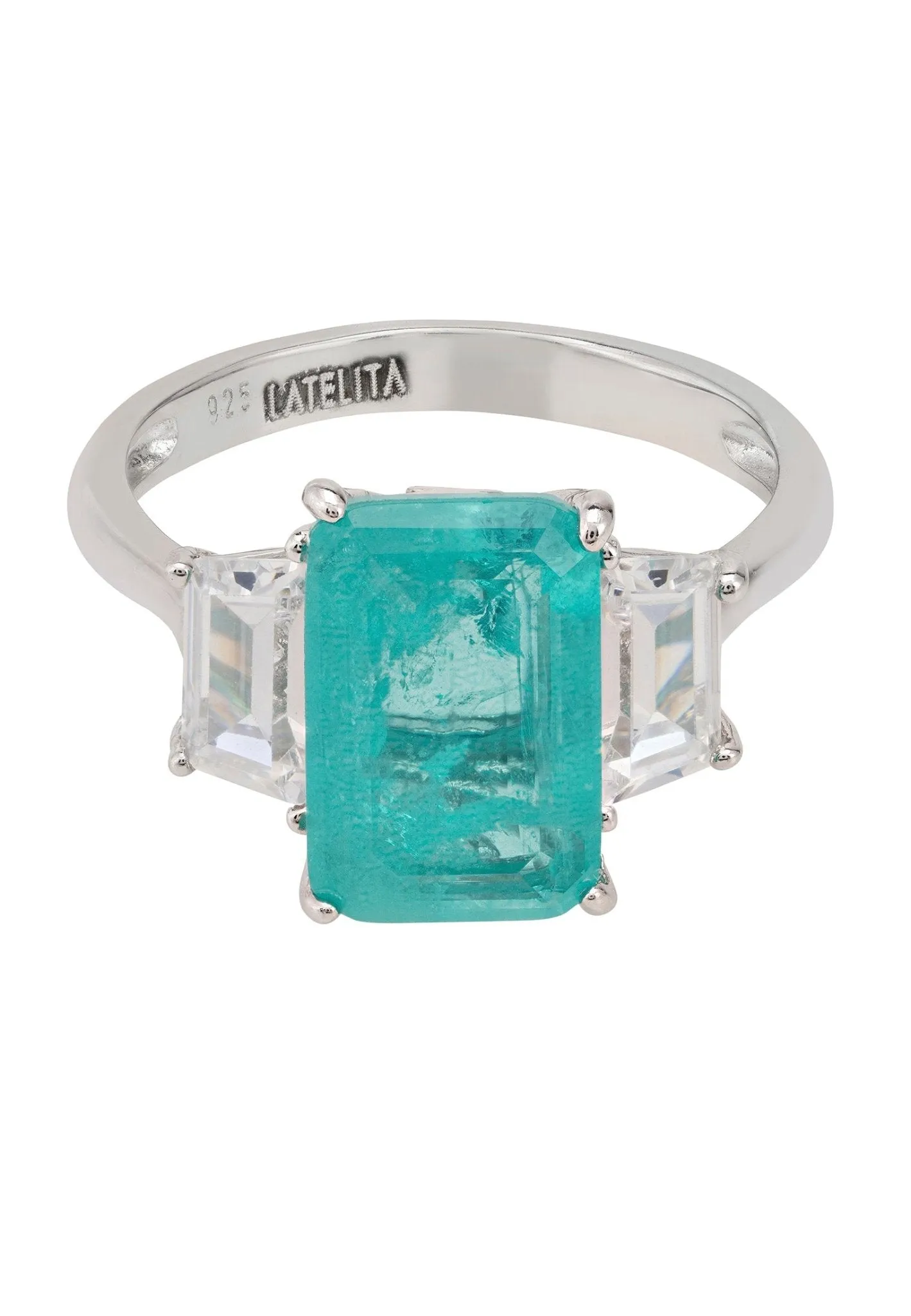 Georgina Gemstone Cocktail Ring Silver Paraiba Tourmaline