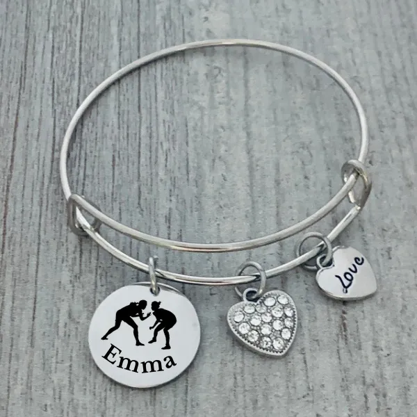 Girls Personalized Wrestling Charm Bracelet