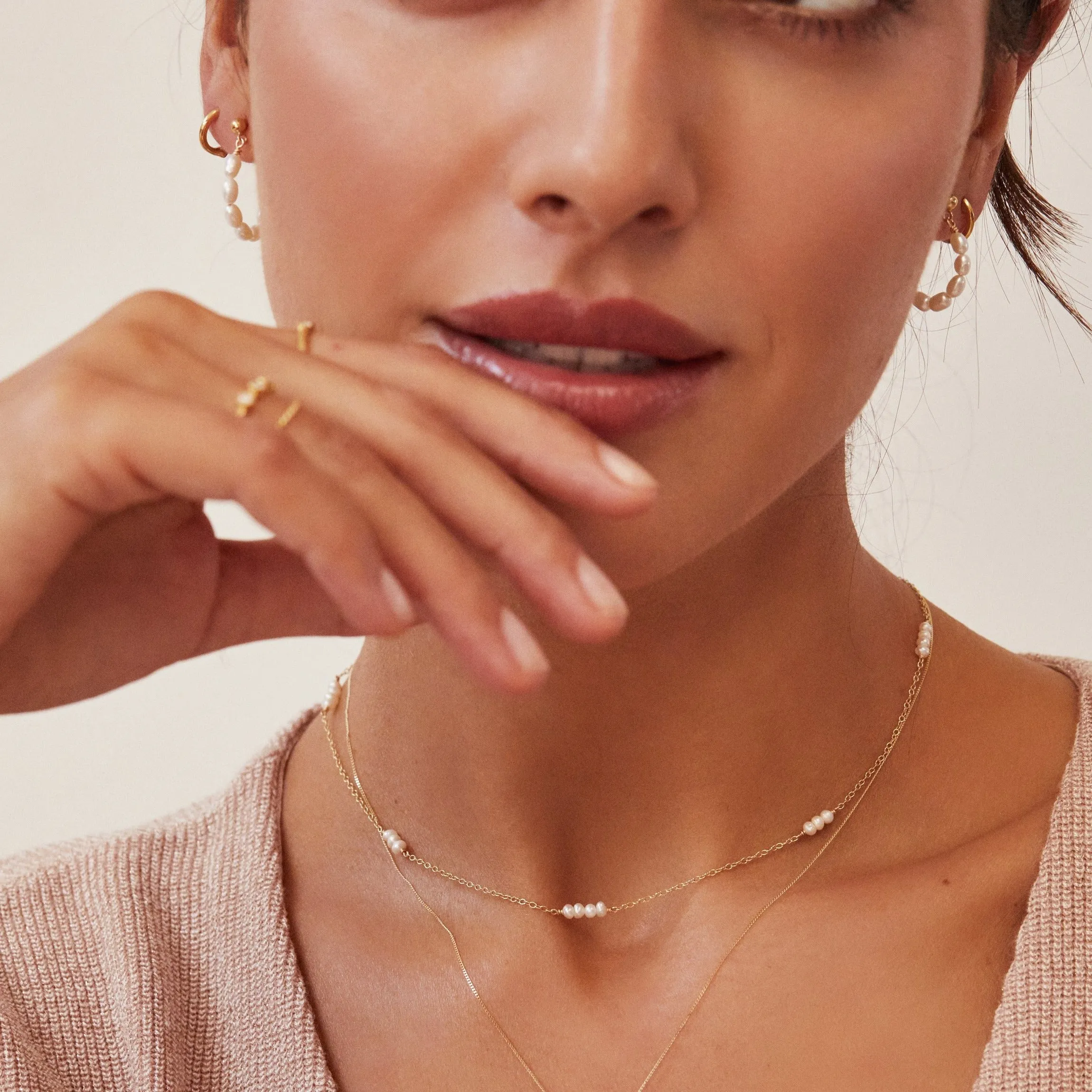 Gold Mini Pearl Choker