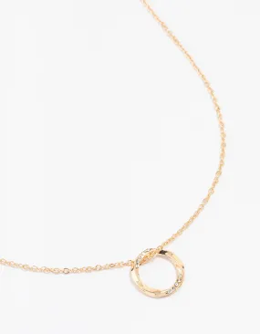 Gold Thin Diamante O Ring Necklace