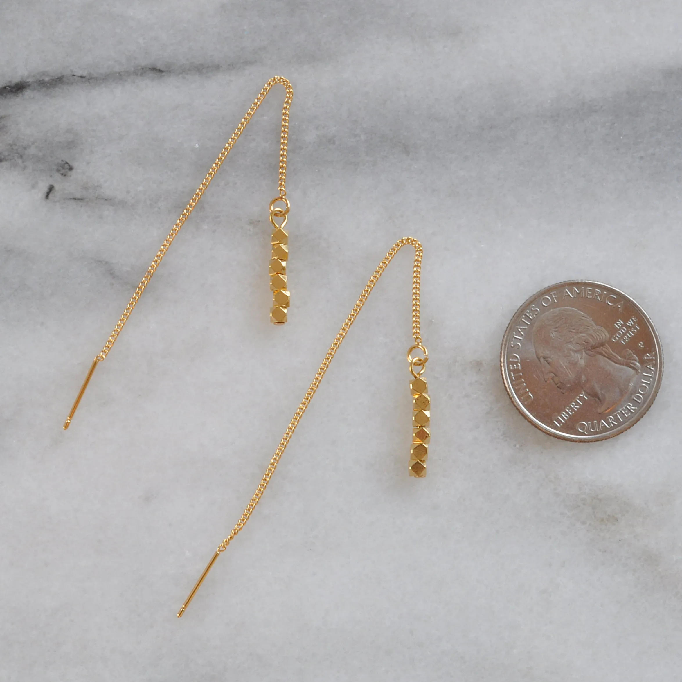 Gold Threader Gemstone Earrings