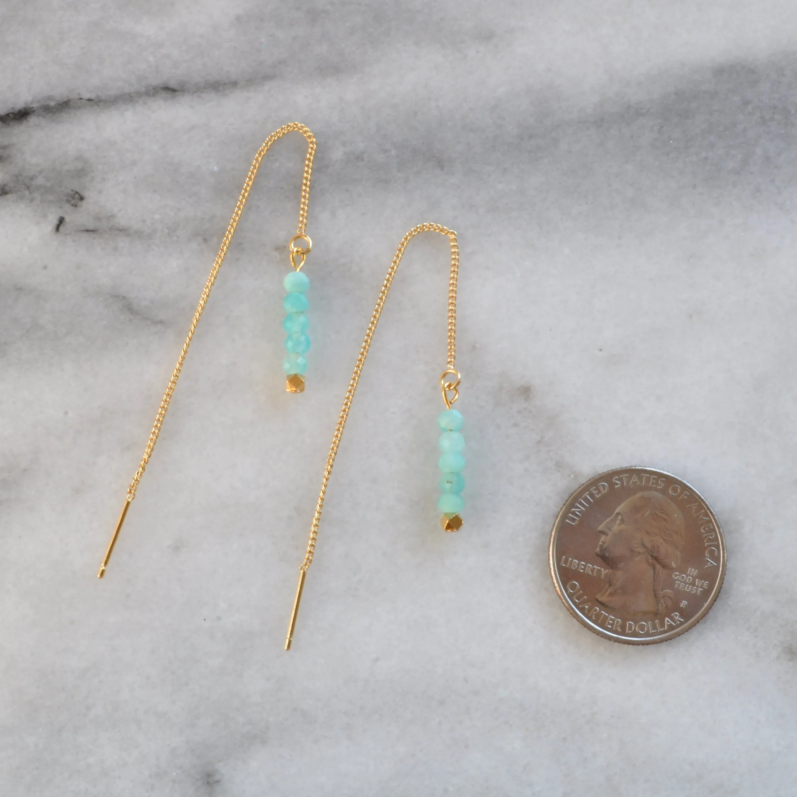 Gold Threader Gemstone Earrings