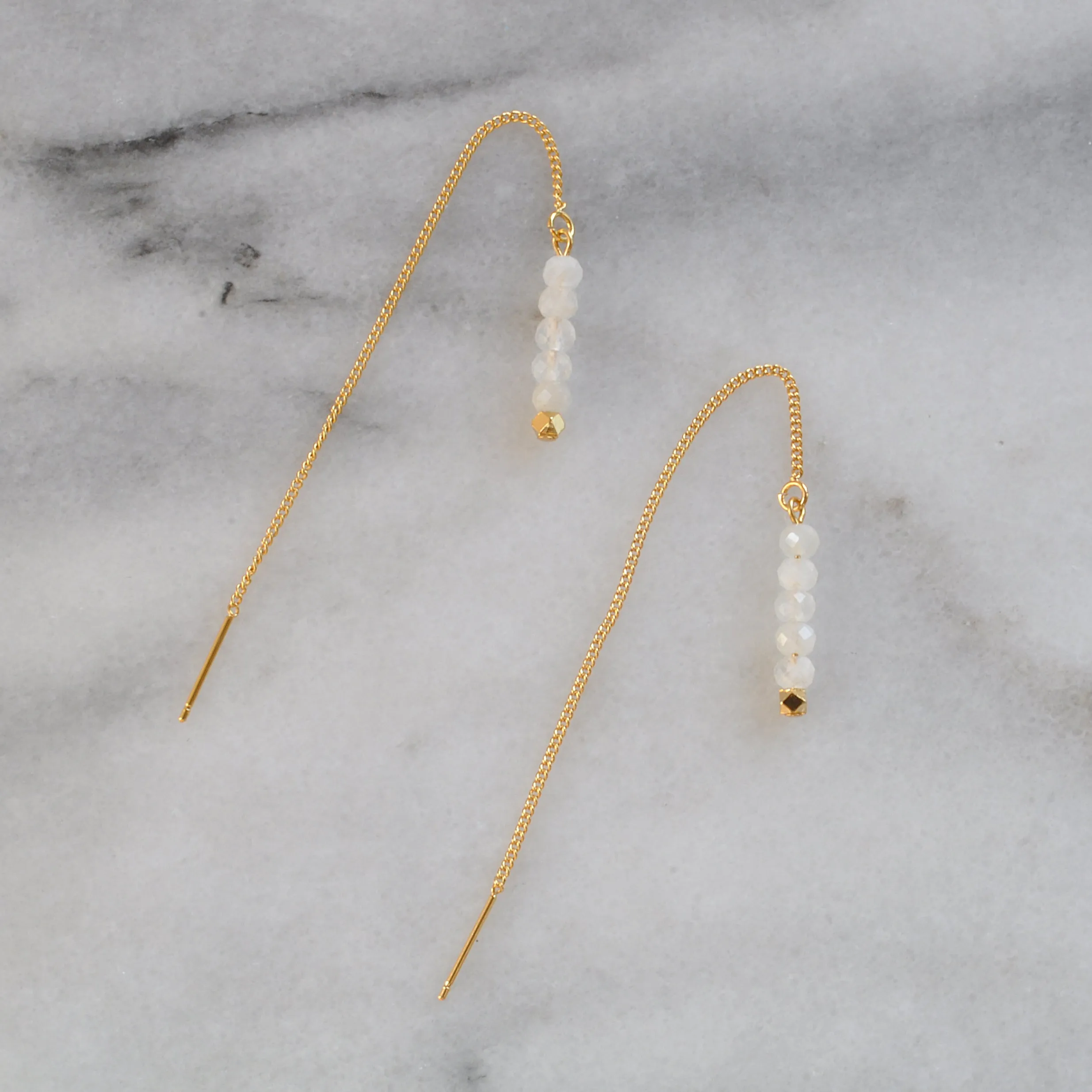 Gold Threader Gemstone Earrings