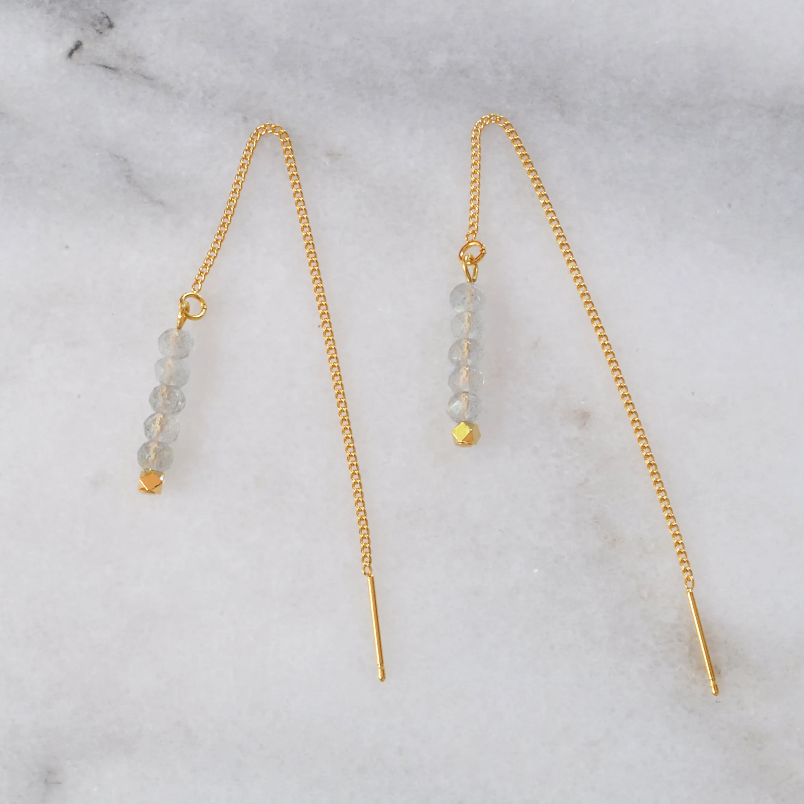 Gold Threader Gemstone Earrings