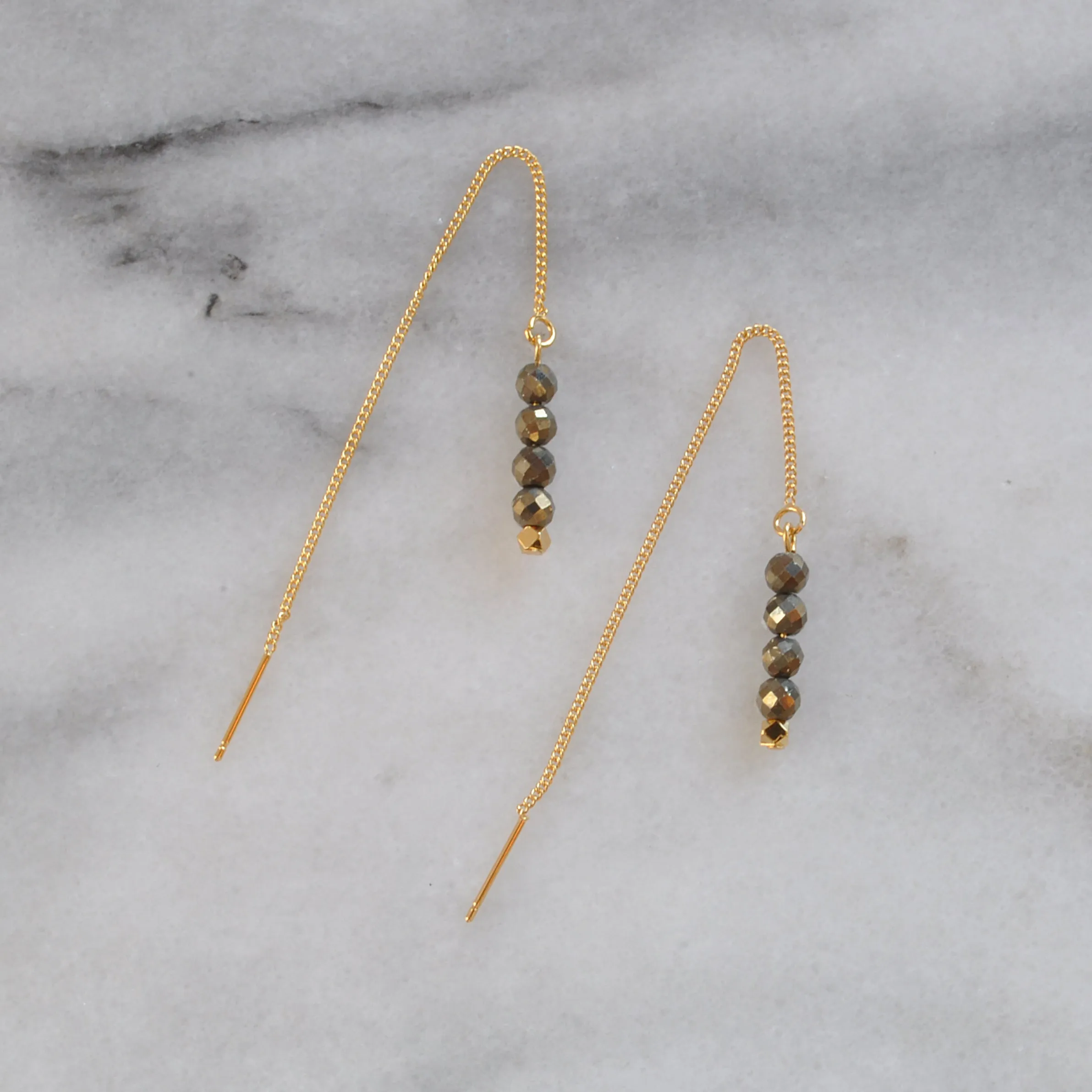 Gold Threader Gemstone Earrings