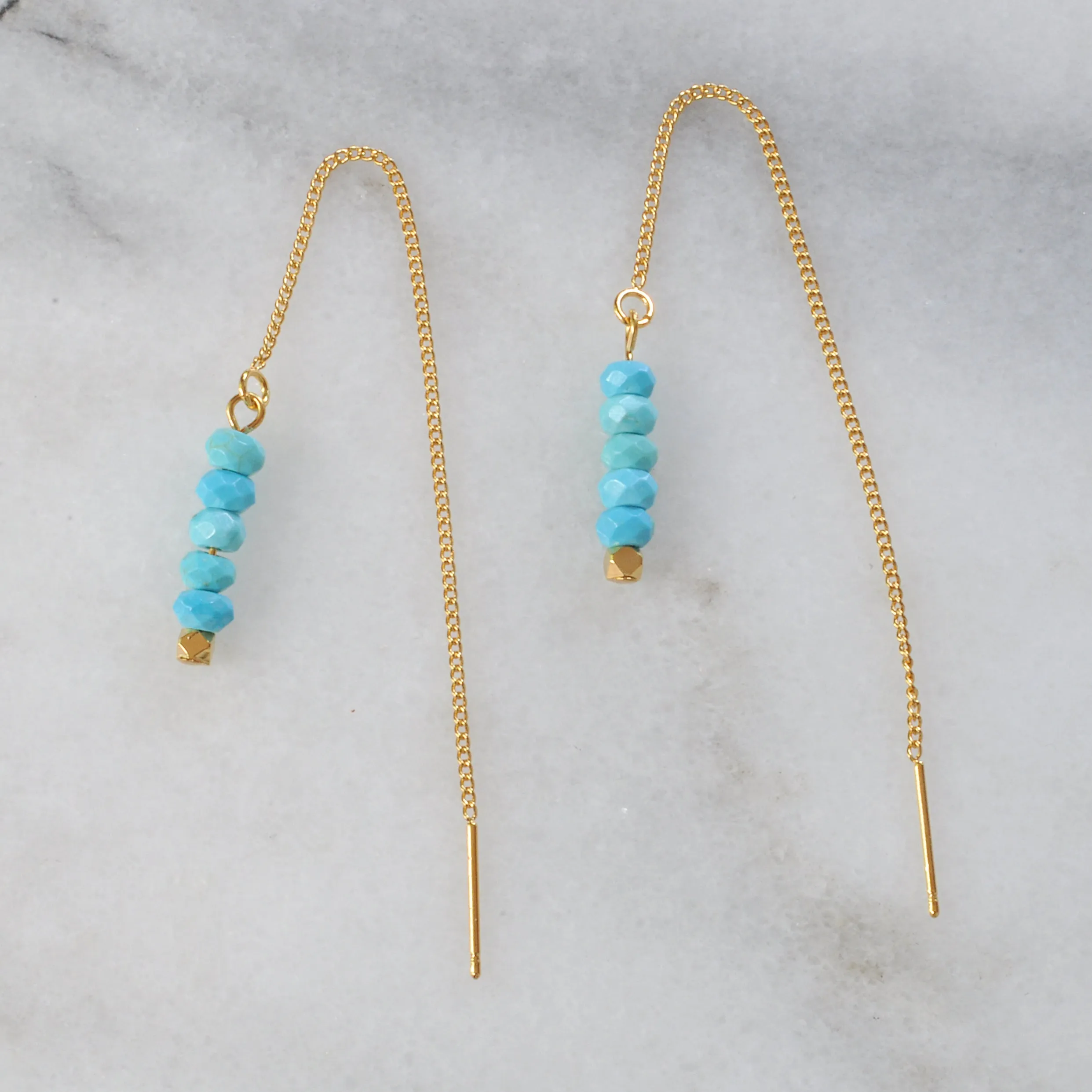 Gold Threader Gemstone Earrings