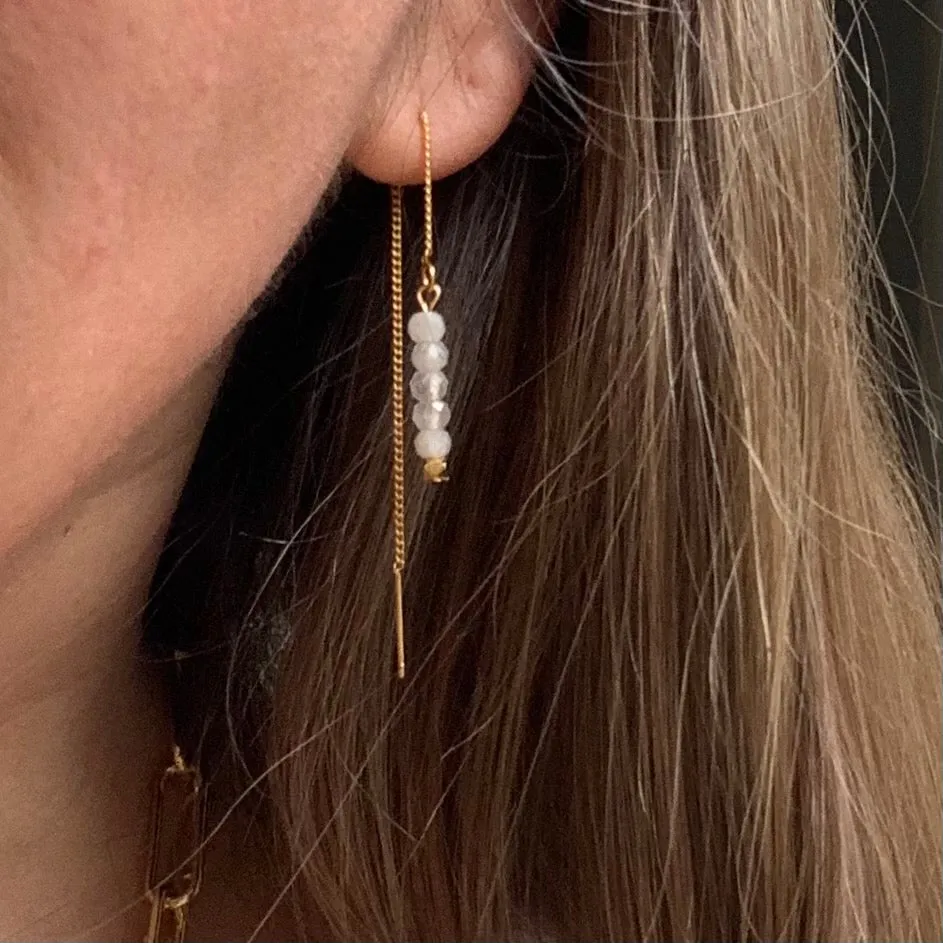 Gold Threader Gemstone Earrings
