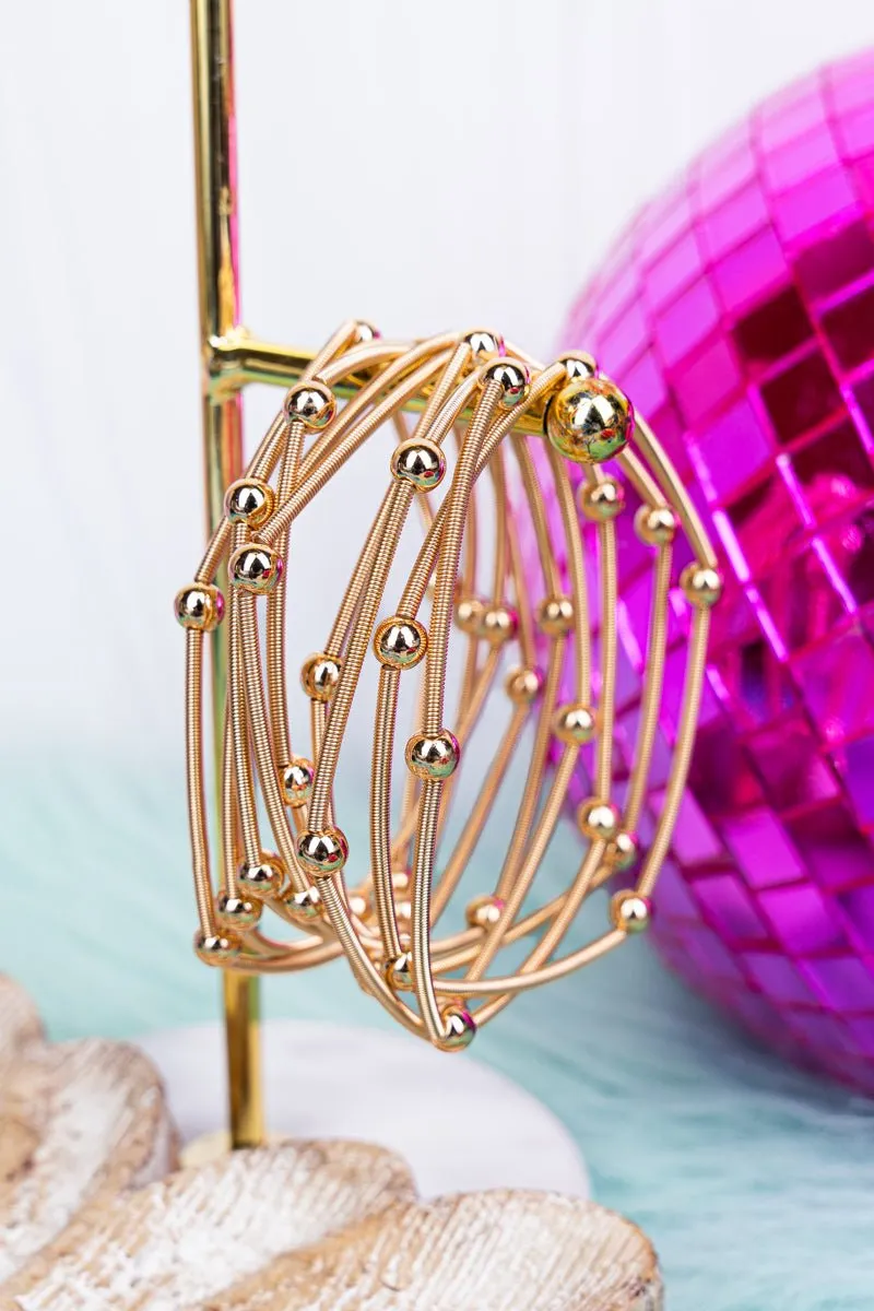 Goldtone Multi-Strand Spring Coil Bracelet Set