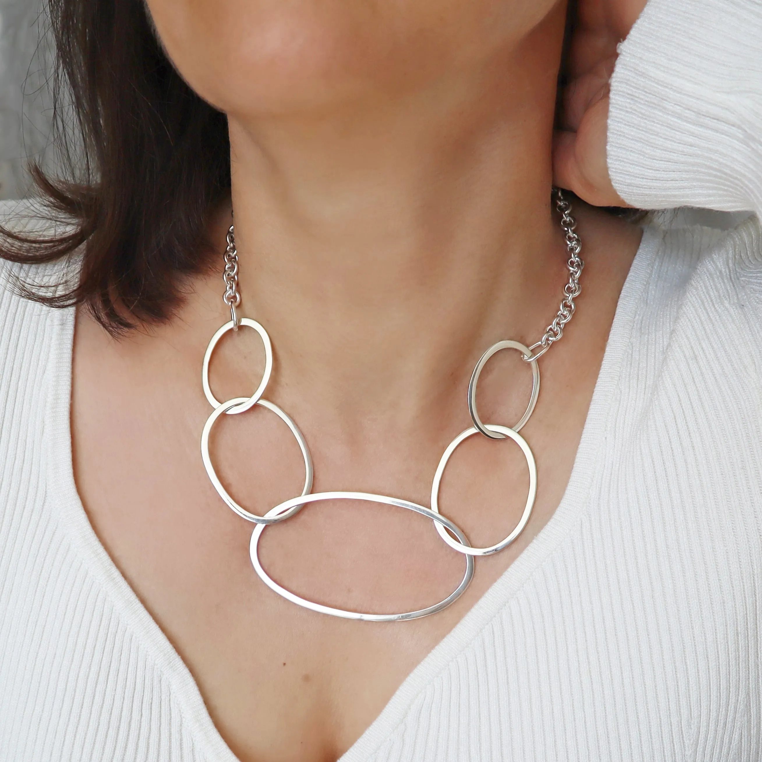 Hallmarked Large 925 Sterling Silver Wide Link Chain Necklace