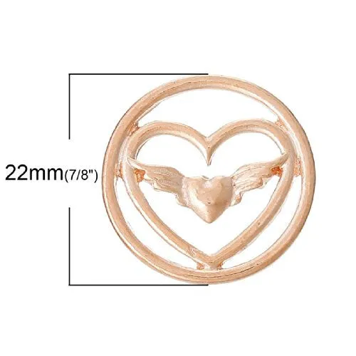 Heart With Wings Floating Charms Dish Plate for Glass Locket Pendants