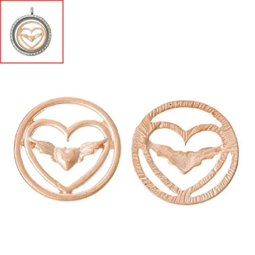 Heart With Wings Floating Charms Dish Plate for Glass Locket Pendants