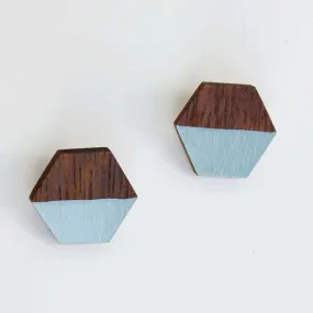 Hexagon Wooden Post in Baby Blue