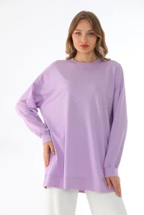 IKL Shiny Beaded Tunic Lavender